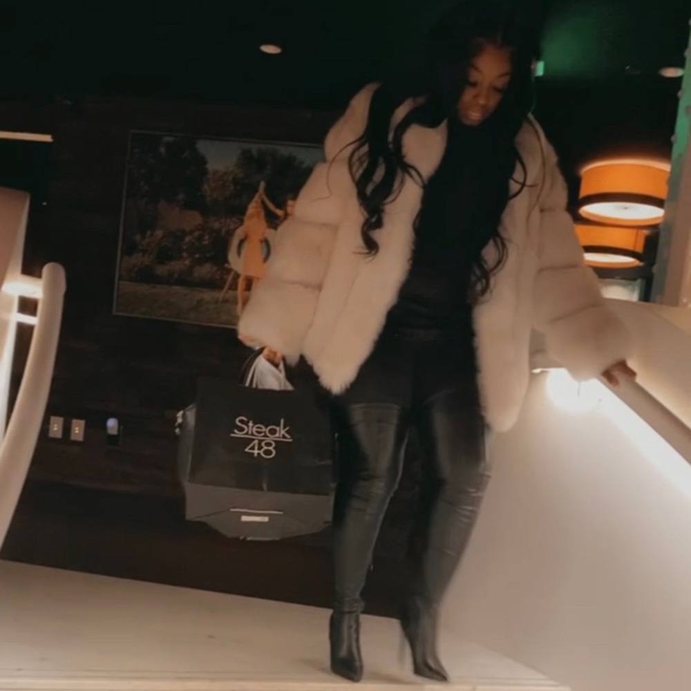 Off white fur coat